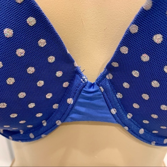 Victoria’s Secret Blue Polka Dot Demi Bra 34D - Picture 2 of 9